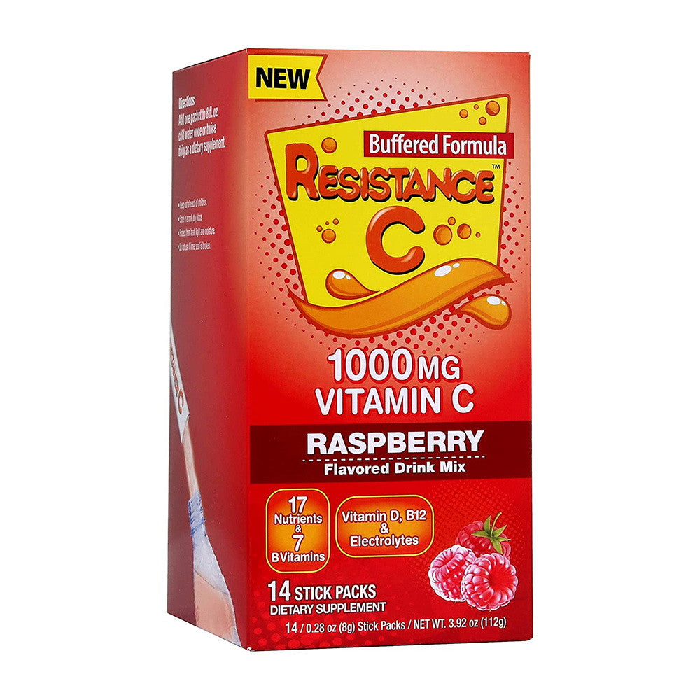 Resistance C Raspberry Flavored Vitamin C 1000mg Drink Mix Stick Packs, 14 Ea